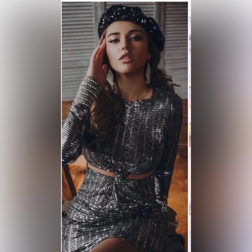 Metallic front twist dress